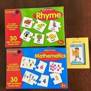 CLEVER KIDS Rhyme and Mathematics Matching Games & Found It! Scavenger Hunt Card